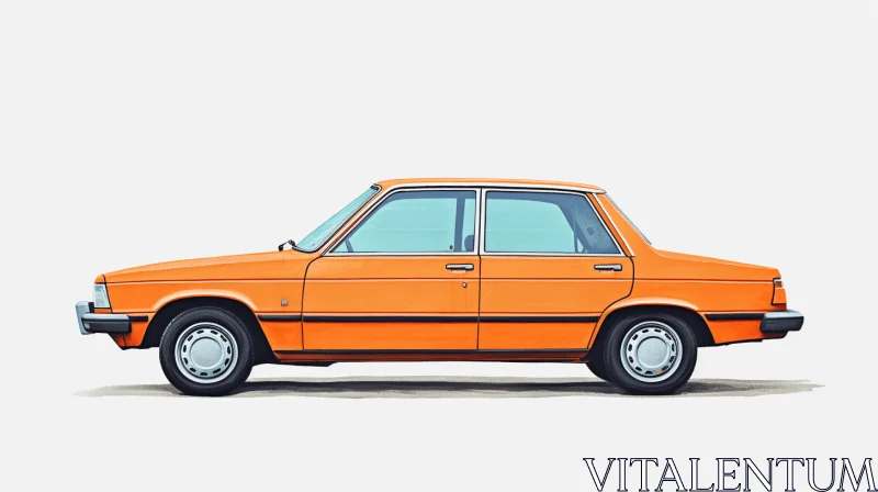 Orange Car Illustration - Photorealistic Rendering | Classicism AI Image