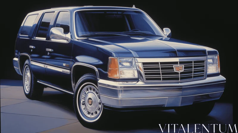 Captivating Black Cadillac SUV in Photorealist Style | 1990s Realistic Portrait Drawings AI Image