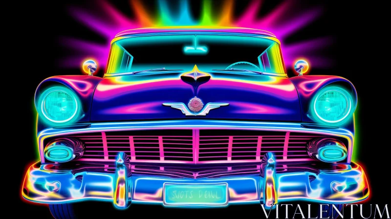 Classic 1950s Car Pop Art Painting AI Image