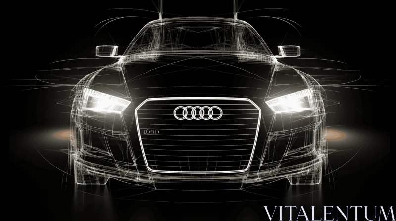 Flawless Line Work: Captivating Audi Car Illustration on Black Background AI Image