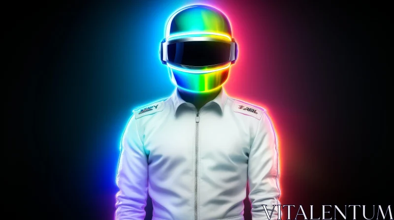 AI ART Futuristic Rainbow Helmet Portrait