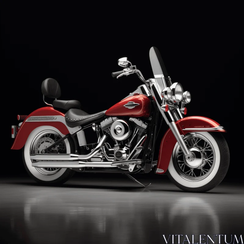 Harley Davidson Softail 2013: Photorealistic Still Life in Light Red and Dark Maroon AI Image