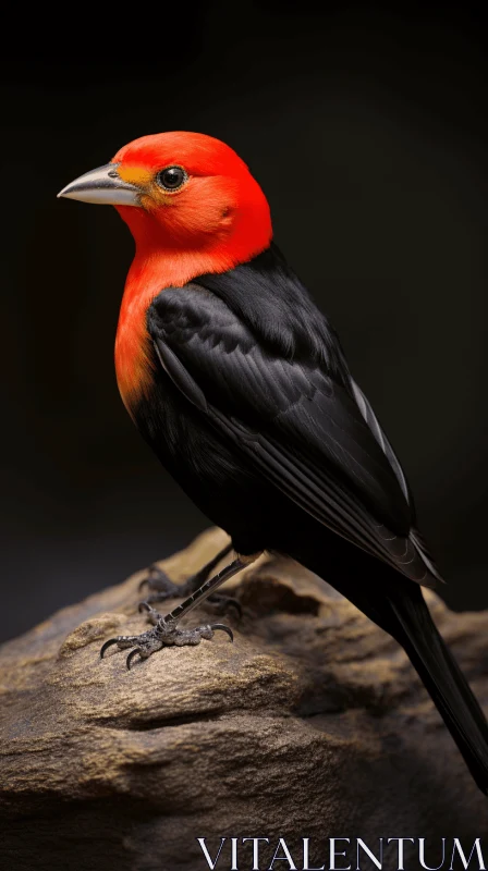 Black and Red Bird in Natural World AI Image