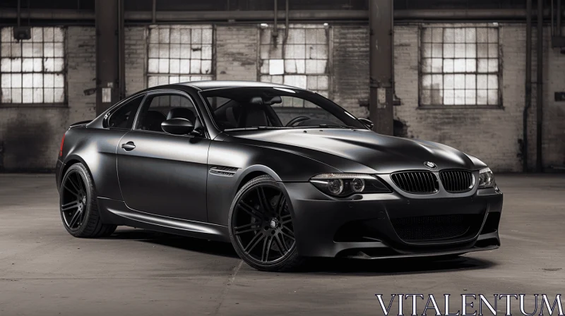 Black BMW M Coupe in Garage | Subtle Monochromatic Tones AI Image