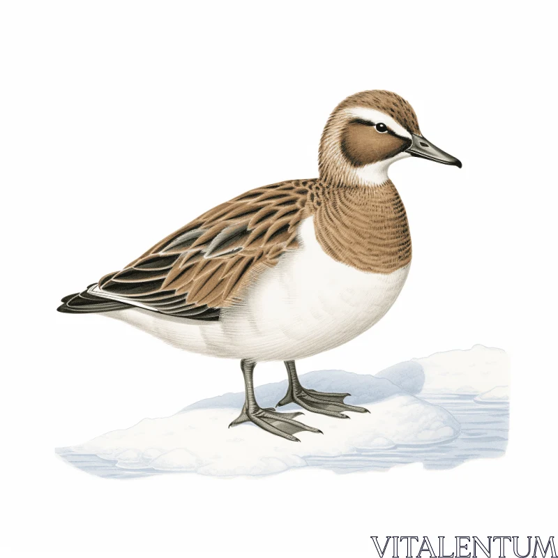 Illustration of a Juvenile Plover Bird in Snowy Landscape AI Image