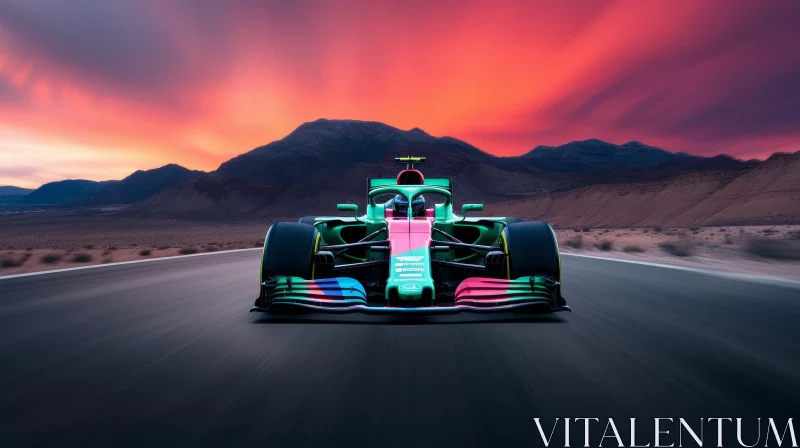 Intense Formula 1 Desert Racing Scene AI Image
