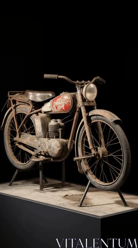 Historical Motorcycle Art in Bronze and Red | Dark Background AI Image