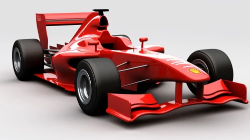High-Speed Red Formula 1 Racing Car on White Background