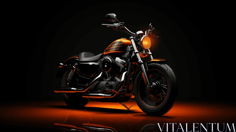 Captivating Orange Motorcycle with Intense Shading and Realistic Lighting AI Image