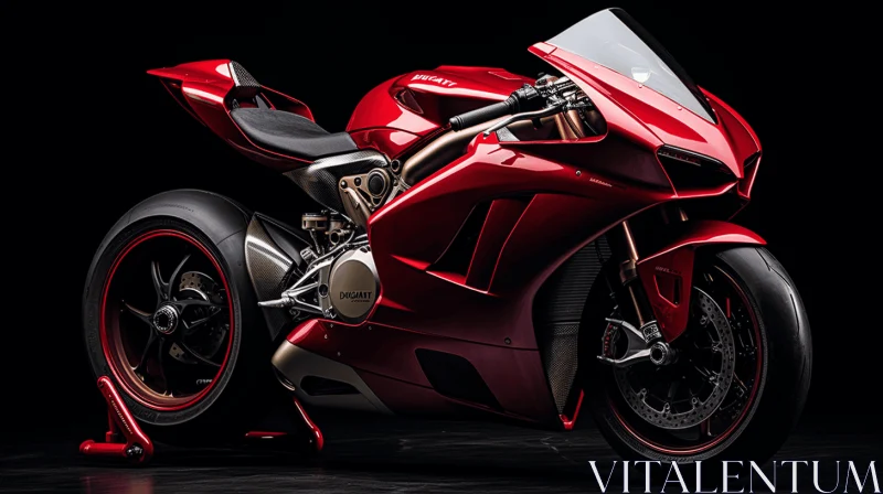 Crimson Motorcycle - Impeccable Craftsmanship on Display AI Image