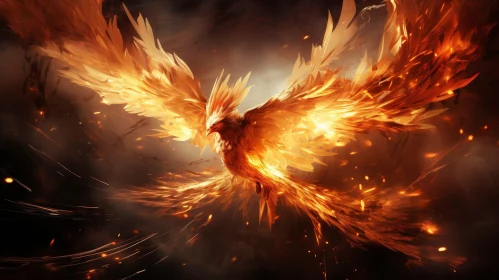 Phoenix Rising Digital Art - Fiery Fantasy Bird Painting