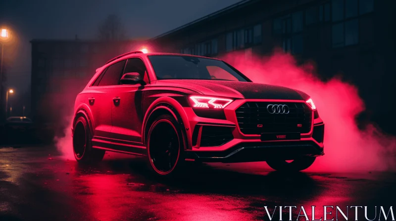 Rhodium Red Audi SUV in Immersive Synthwave Style AI Image