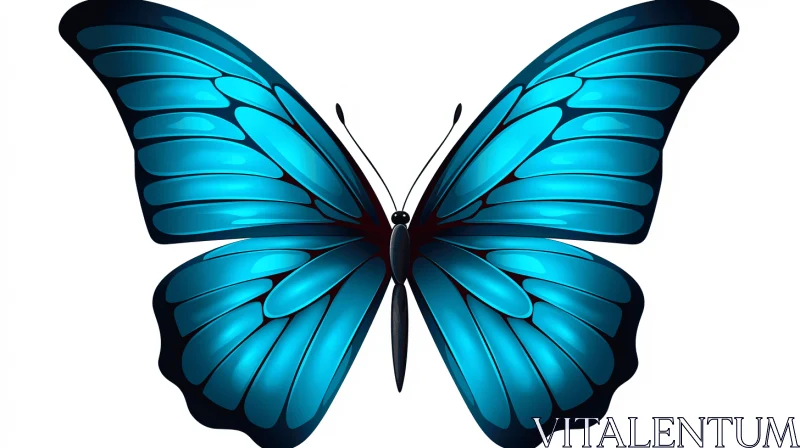 Striking Blue Butterfly Illustration against White Background AI Image