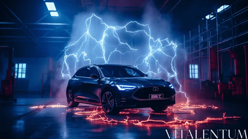 Captivating Sedan with Lightning | Industrial Light and Magic-inspired AI Image