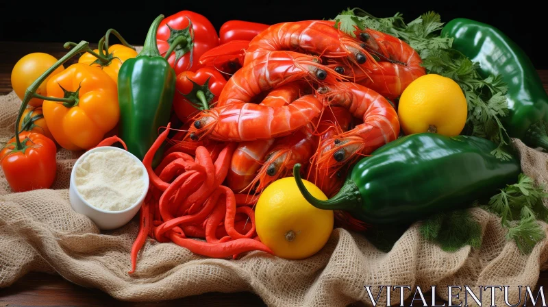 Delicious Seafood and Vegetable Still Life Composition AI Image