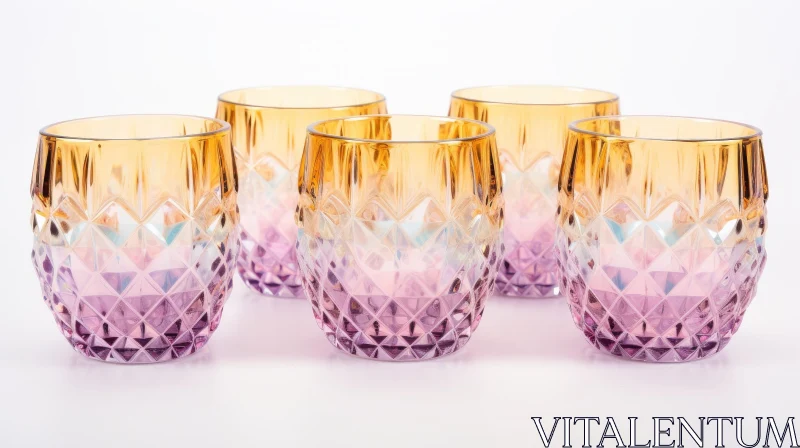 AI ART Elegant Diamond Pattern Glassware Set