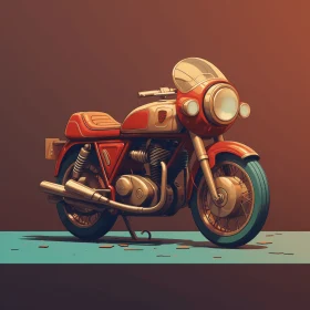 Orange Motorcycle Illustration | Vintage Style Artwork