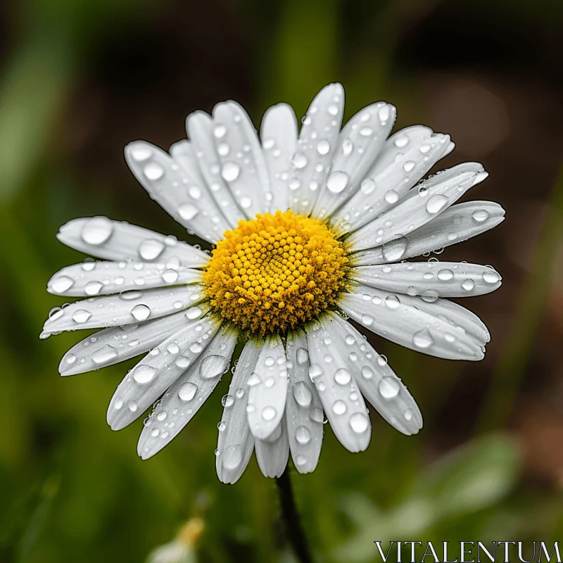Daisy with Water Droplets - A Natural Beauty AI Image
