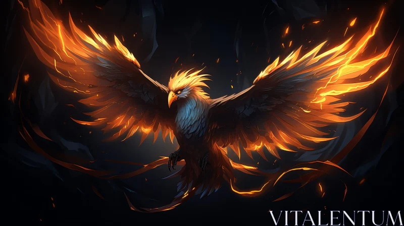 Majestic Phoenix Rising from the Ashes AI Image