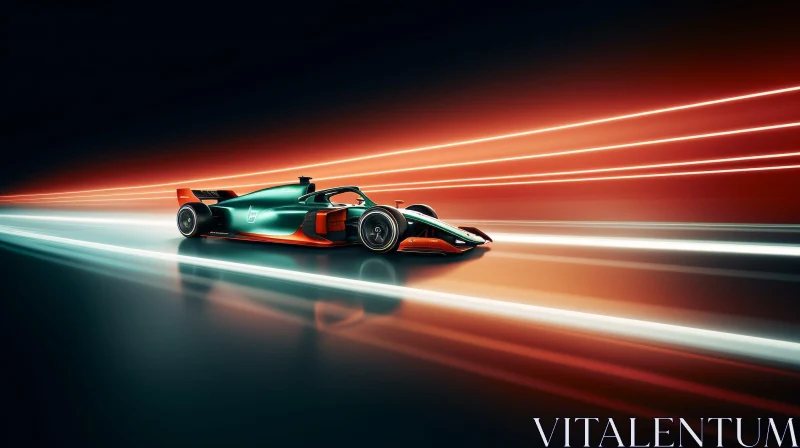 Night Racing: Exciting Formula 1 Car Speeding in the Dark AI Image