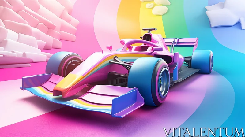 Rainbow Formula 1 Racing Car in Tunnel AI Image
