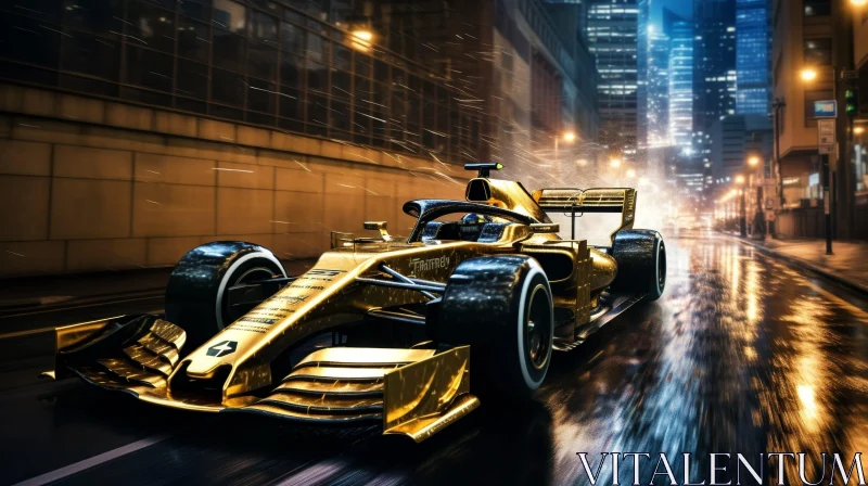 AI ART Speedy Formula 1 Car Racing Through City Streets at Night