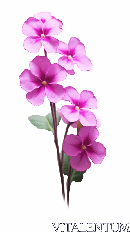 Purple Flowers on White Background with Bold Dark Pink Tones AI Image