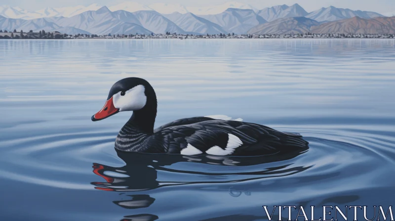 Serene Duck Scene: An Acrylic Realism Painting AI Image