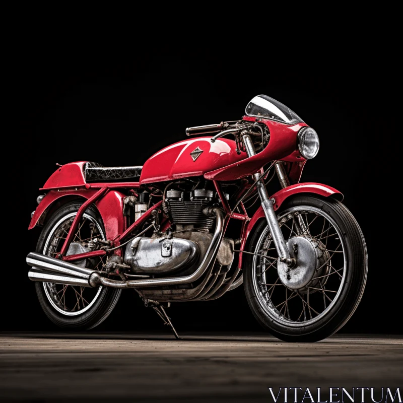 Vintage Red Motorcycle - Smooth and Polished Tabletop Photography AI Image