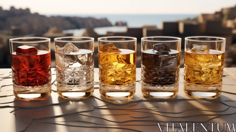 AI ART Alcoholic Beverages Glassware on Cityscape Background
