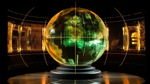 Futuristic Globe 3D Rendering | Green Light Illumination