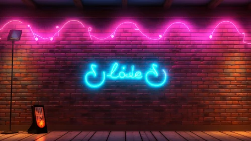 Neon Sign on Brick Wall - Unique 3D Artwork