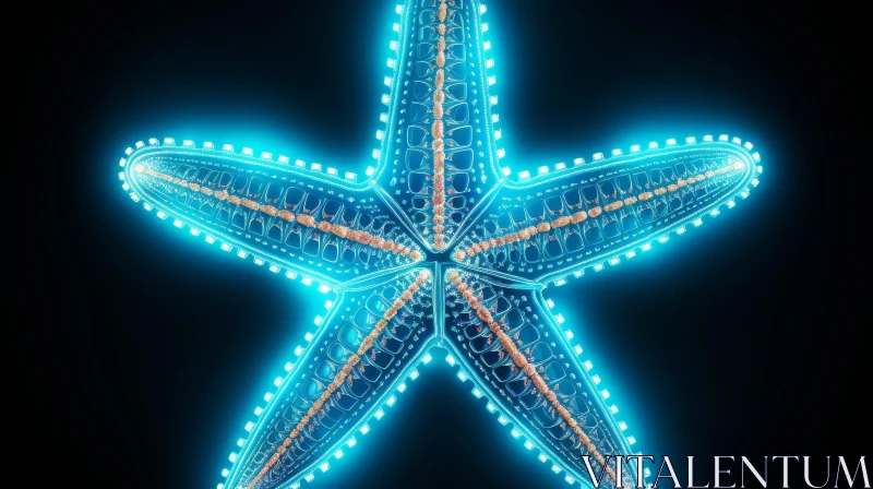 Realistic Blue Starfish 3D Rendering AI Image