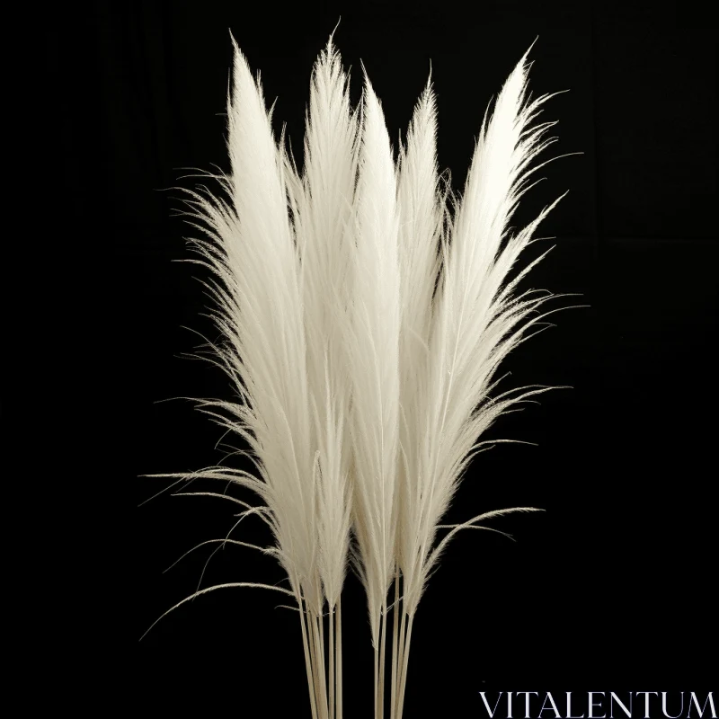 White Feathers on Black Background: An Artistic Study AI Image