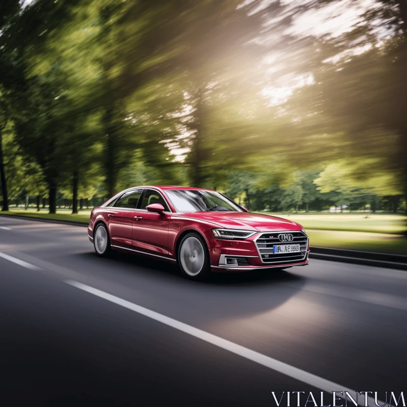 Captivating Audi A8 Driving Down a Colorful Autumn Road AI Image