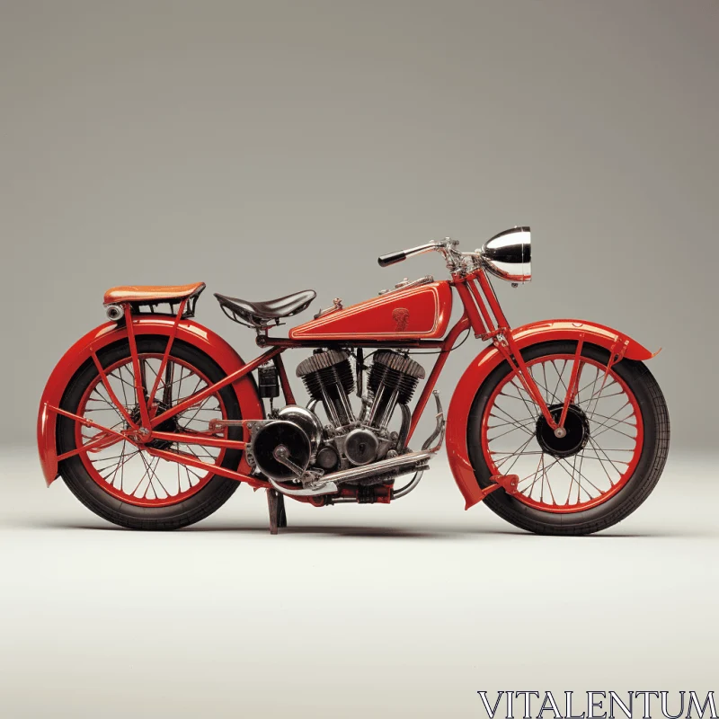 AI ART Red Vintage Motorcycle Illustration | 1920s Style | Hard Surface Modeling