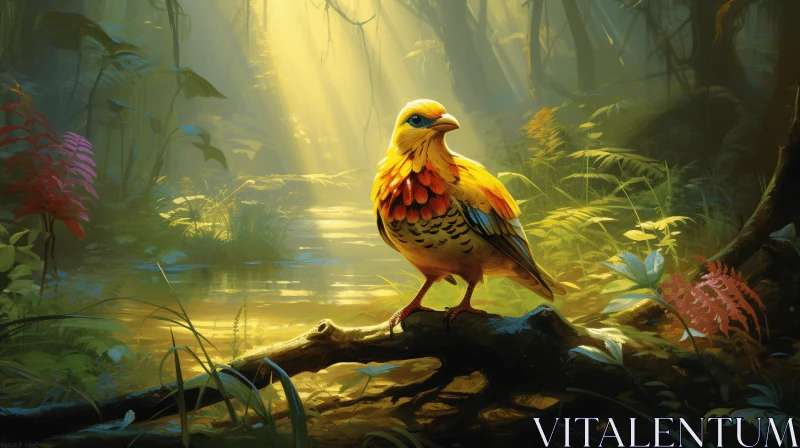 Mysterious Jungle Bird: Artistic Illustration AI Image