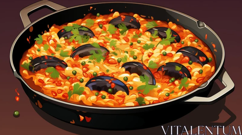 Spanish Paella - Delicious Rice Dish Painting AI Image