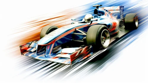 Dynamic Formula 1 Racing Car in Blue and Red Colors