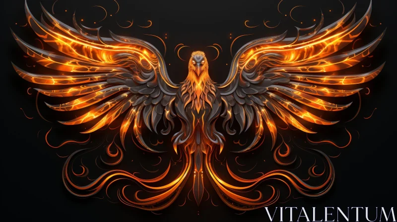 Phoenix Rising Digital Painting - Mythical Bird Artwork AI Image