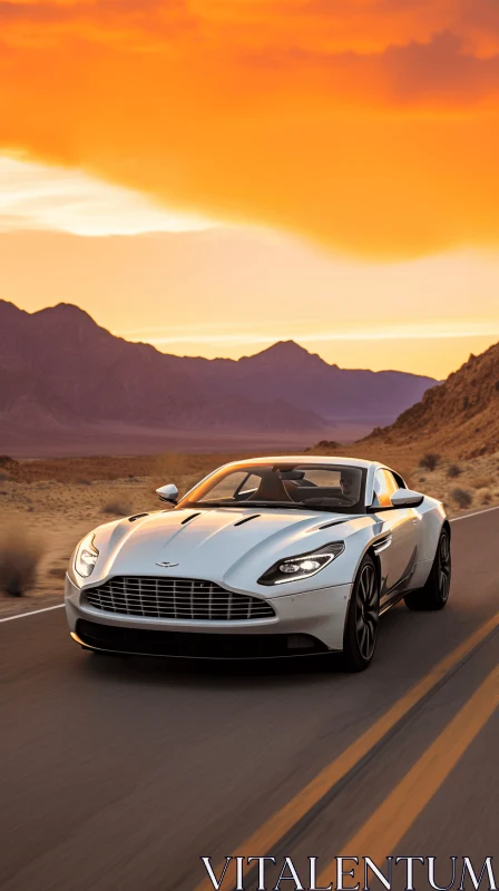 White Aston Martin Vantage on Mountain Road | Pastel Dreamscapes AI Image