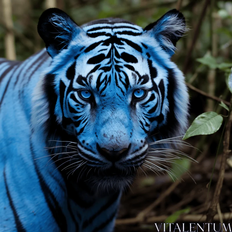 AI ART Blue Tiger in Jungle: A Color Reversal Film Style Masterpiece