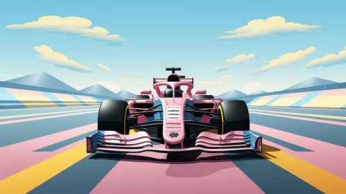 Pink Formula 1 Car Racing with Number 77 on Track