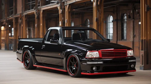 Black Pickup Truck with Shiny Exterior | Transport Art