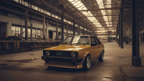 Dreamy Retro-Futurism: Red and Yellow Audi GT 2 TDI in an Industrial Building