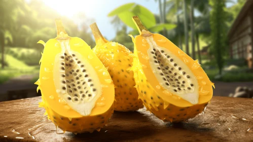 Enigmatic Tropics: Yellow Fruit in Sunlight | Daz3D Style