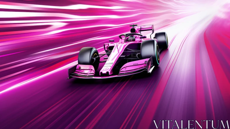 Pink and Black Formula 1 Racing Car in Motion AI Image
