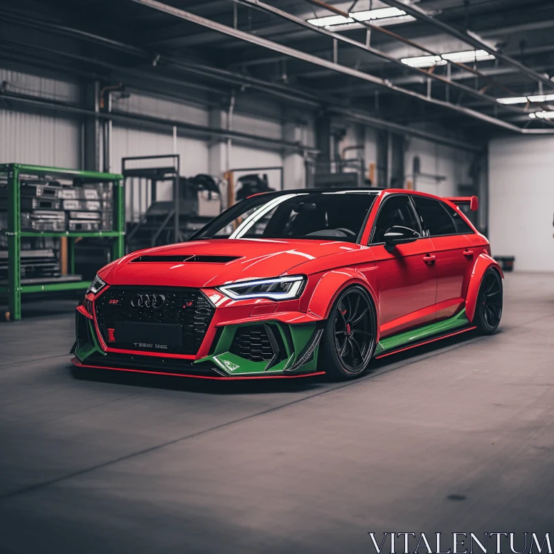Stunning Red Audi RS6 in Garage | Bold Structural Designs AI Image