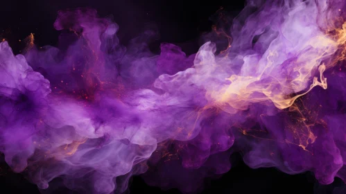 Ethereal Purple and Gold Smoke Cloud | 3D Rendering