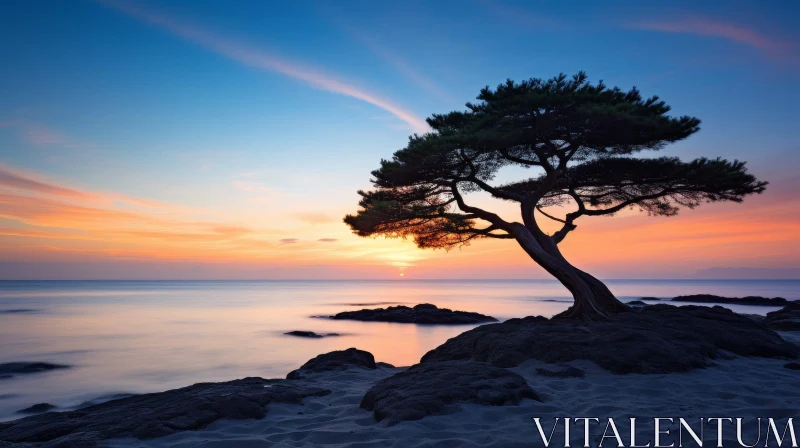 AI ART Tranquil Sunset Over Sea: Captivating Nature Photography